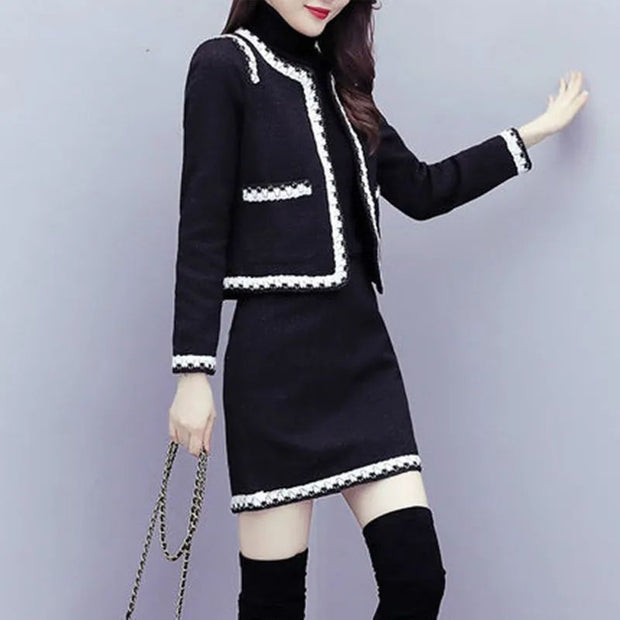 Spring And Autumn Two Piece Set Suit Temperament Women's Hip-wrapped Skirt Slimming