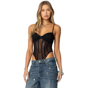 Slimming Mesh Stitching High Waist Hollow-out Hot Girl Jumpsuit