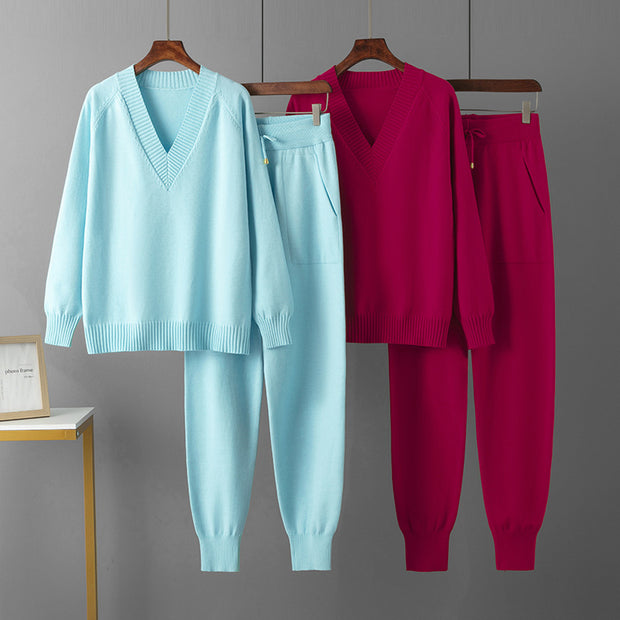 Women's Casual Sweater Harem Pants Suit