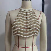 Holiday Wear Pearl Chain Vest Top