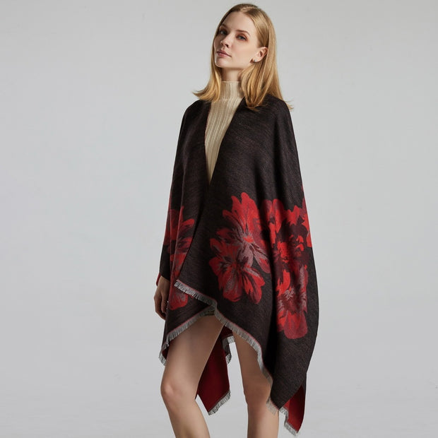 European And American Fashion Jacquard Split Thickened Warm Split Shawl 1111