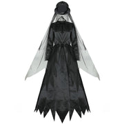 Women’s Scary Bride Costume – Halloween Vampire Ghost Cosplay Outfit with Headwear