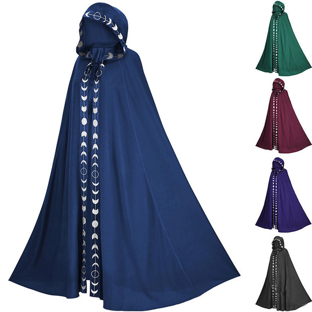 Medieval Hooded Cloak – Renaissance Printed Cosplay Costume for Halloween & Festivals