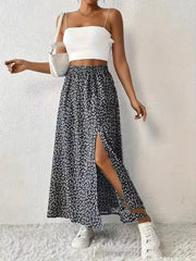Women's Fashionable With Side-slit Printed Skirt