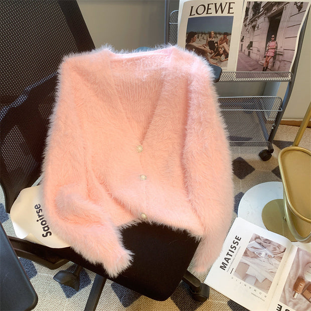 Idle Style Mohair Sweater Furry Coat Top 111
