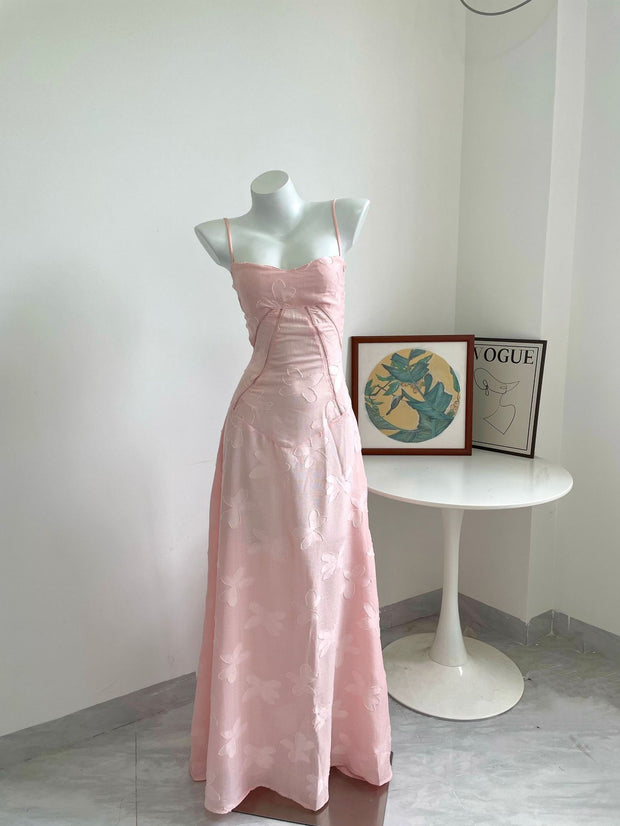 Women’s Embroidered Floral Maxi Dress – Elegant Slim-Fit Camisole Style