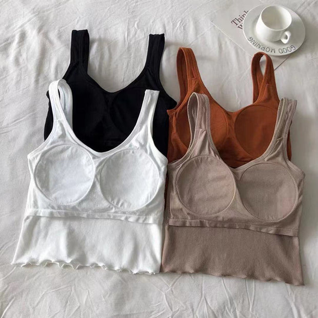 U-collar Spaghetti Straps Outerwear Inner Sports Vest