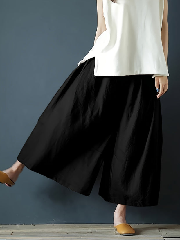 Coarse Linen Solid Color Cotton And Linen Texture Smoke-sensitive Gray Wide-leg Pants