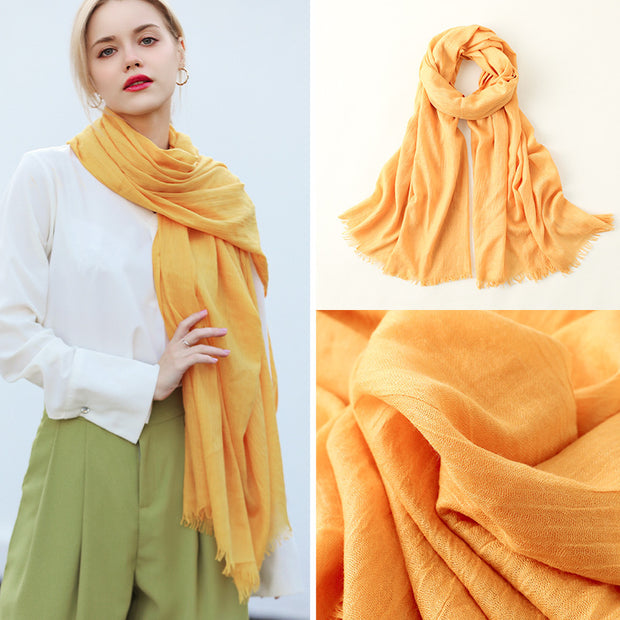 Artistic Sunscreen Solid Color Cotton And Linen Scarf 1111