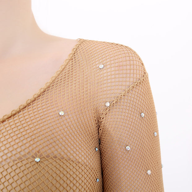 Sexy Rhinestone Meshed Body Stockings Women