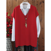 All-matching Loose V-neck Plus Size Sweater Ves