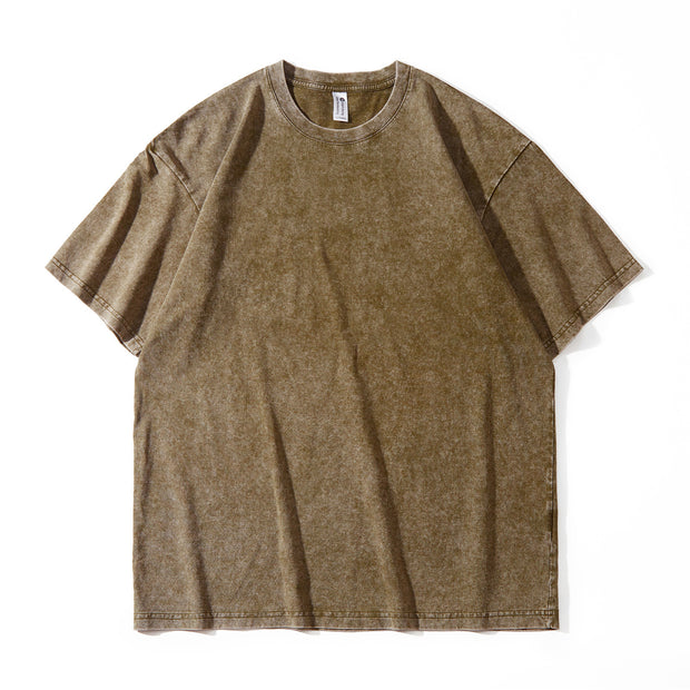 Japanese-style Retro Washed Old Snowflake Cotton Short Sleeve Women