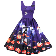 Halloween Rock And Roll Sleeveless Floral Dresses 1111