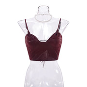 Female Irregular Back Strap PU Glossy Elastic Chest Strap