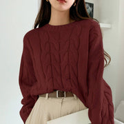 Round Neck Pure Color All-matching Trendy Sweater Top 111
