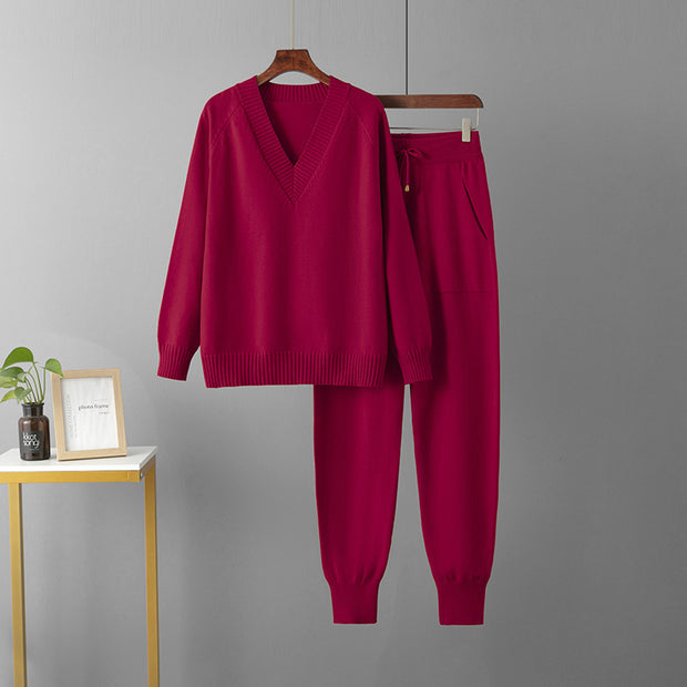 Women's Casual Sweater Harem Pants Suit