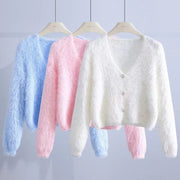 Idle Style Mohair Sweater Furry Coat Top 111