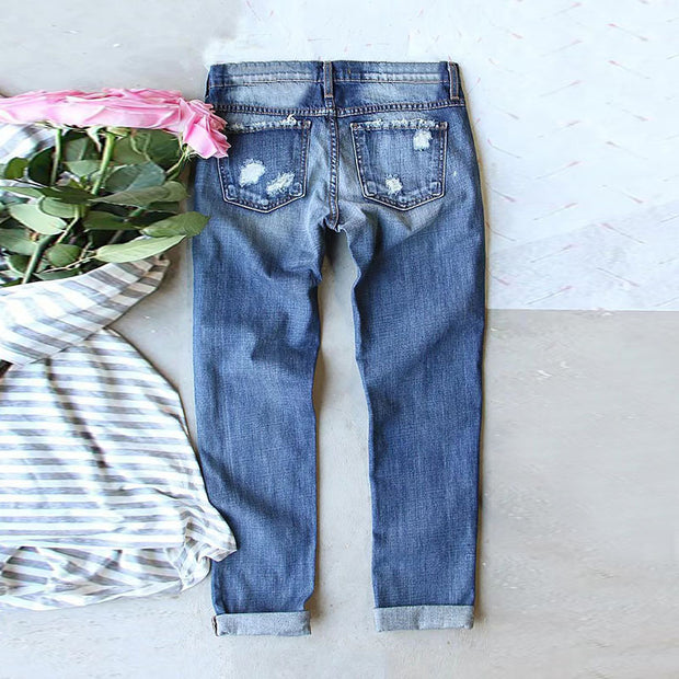 Halloween Printed Water Washed Hole Loose Wide Leg Jeans