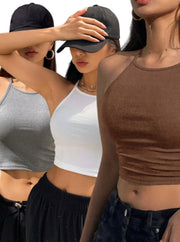 Solid Color Tank Top For Women 3PCS Set