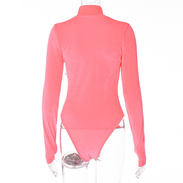 Women's Simple Solid Color Turtleneck Jumpsuit