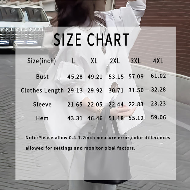 Women's Long Sleeve Shirt - Oversized Loose Fit Business Blouse Trendy Fall Casual
