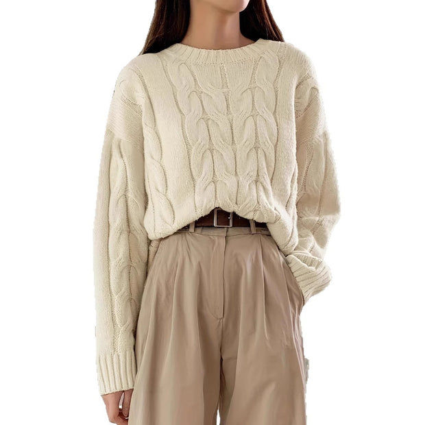 Round Neck Pure Color All-matching Trendy Sweater Top 111