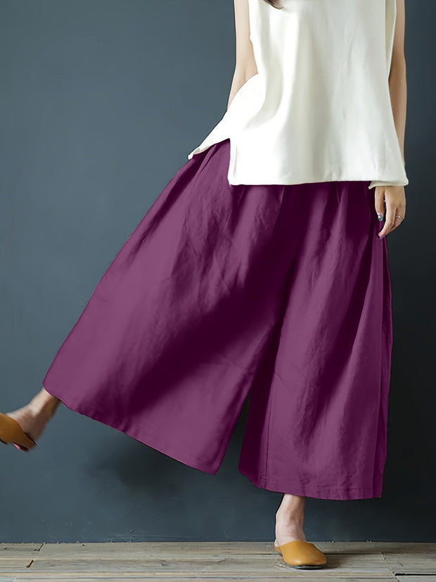 Coarse Linen Solid Color Cotton And Linen Texture Smoke-sensitive Gray Wide-leg Pants