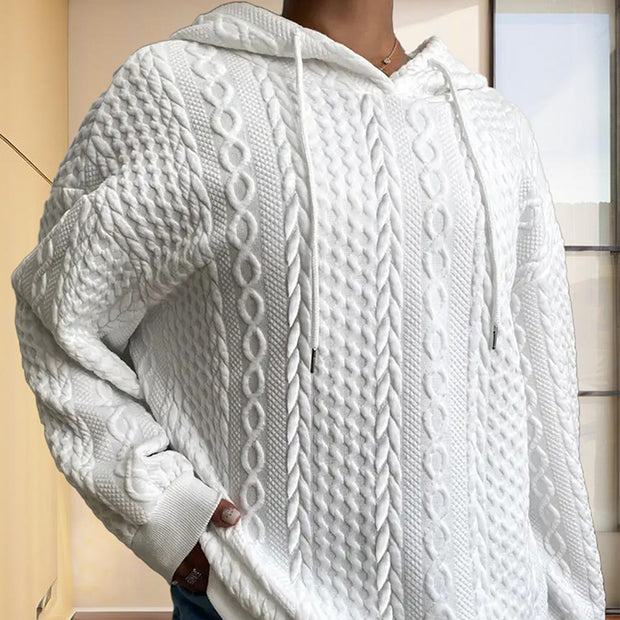 Women’s Ribbed Long Sleeve Hoodie – Loose Fit Drawstring Pullover