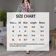 Women’s Middle Eastern Boho Maxi Dress – Geometric Print, V-Neck & Embroidery