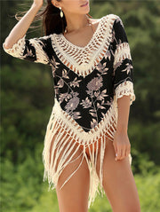 Sun Protection Shirt V-neck Sleeves Hollow-out Loose Sun Protection Blouse