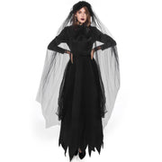 Women’s Scary Bride Costume – Halloween Vampire Ghost Cosplay Outfit with Headwear