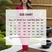 Women's Solid Color Blazer V-Neck Dress With Belt - Slim Fit Formal Midi Dress For Spring&Fall