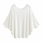 Idle Style Loose Large Silk Mask T-shirt Women's All-match Silk Color Batwing Sleeve Top