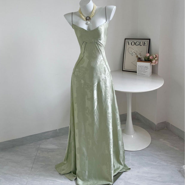 Women’s Embroidered Floral Maxi Dress – Elegant Slim-Fit Camisole Style