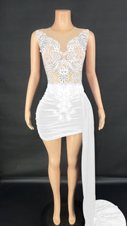 Summer Luxury Evening Dress Female Singer Stage Costume Side Trailing Skirt