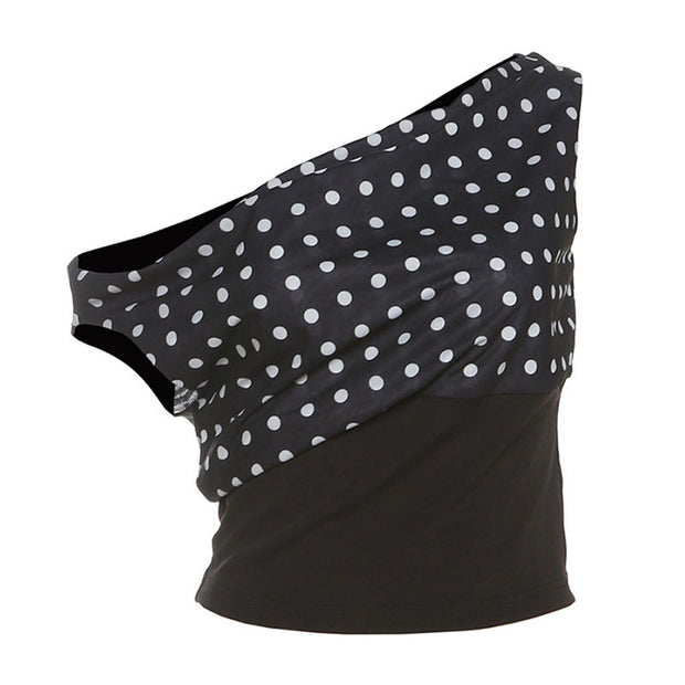 Retro One-shoulder Navel-exposed Waist-controlled Top