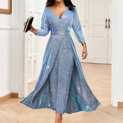 Women’s Strapless Sequin Jumpsuit – Wide-Leg Banquet Outfit