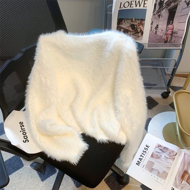 Idle Style Mohair Sweater Furry Coat Top 111