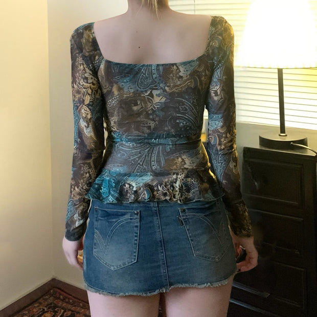 Vintage Printed Contrast Color Small Sling