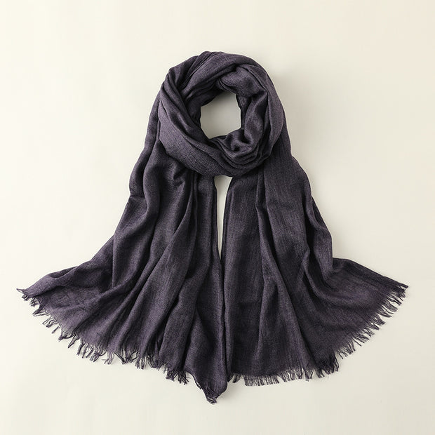 Artistic Sunscreen Solid Color Cotton And Linen Scarf 1111
