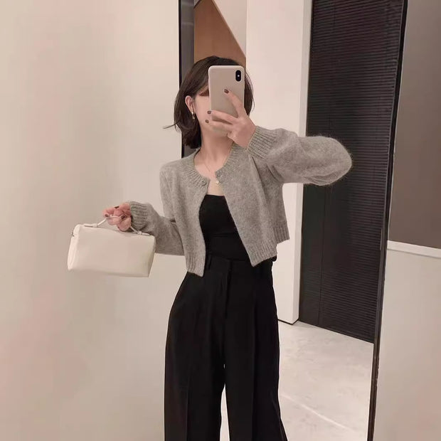 Socialite Style Short Temperamental Wool Knit Cardigan