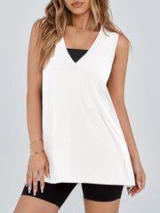 Women's V-Neck Sleeveless Tank Top – Loose, Flowy Summer Tunic