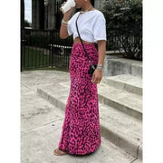 Leopard Print Women's High Waist Elegant Graceful Slimming Skirt