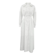 Autumn And Winter Elegant French Lapel Shirt Dress 1111