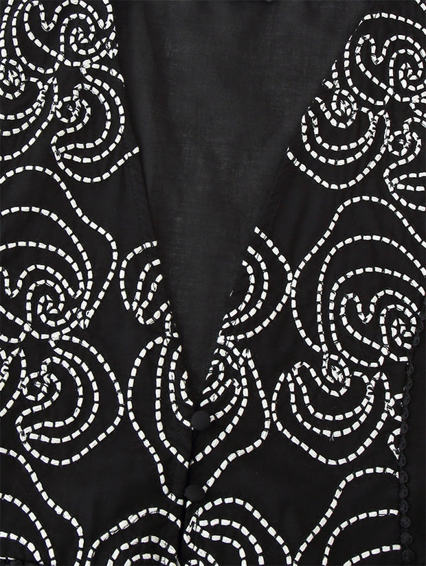 Ethnic Style Floral Lace Embroidered Sleeveless Shirt