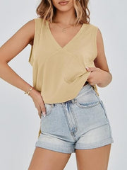 Women's V-Neck Sleeveless Tank Top – Loose, Flowy Summer Tunic