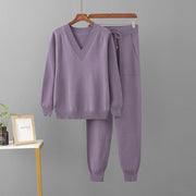 Women's Casual Sweater Harem Pants Suit
