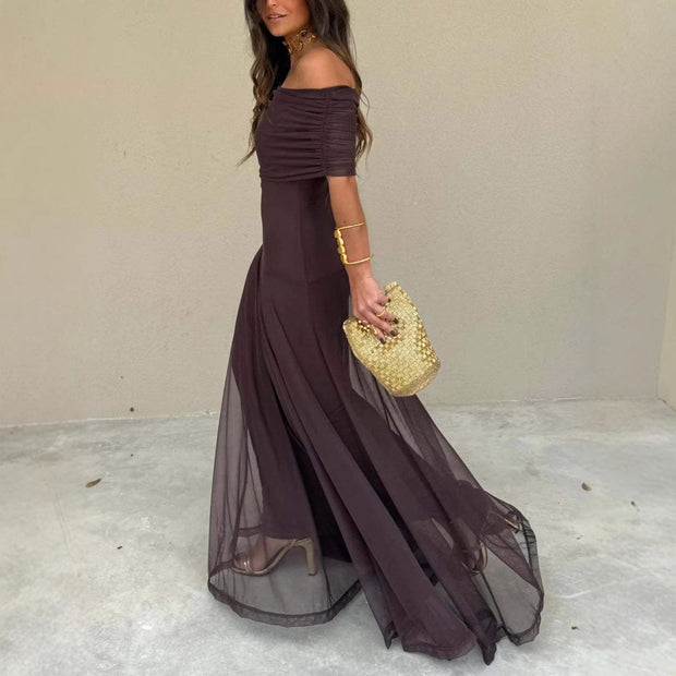 Women's Tube Top Mesh Slim Fit Patchwork Temperament Dress
