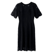 Waist Slimming Temperament Lady Mid-length Lace Dress 111