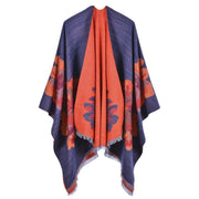 European And American Fashion Jacquard Split Thickened Warm Split Shawl 1111